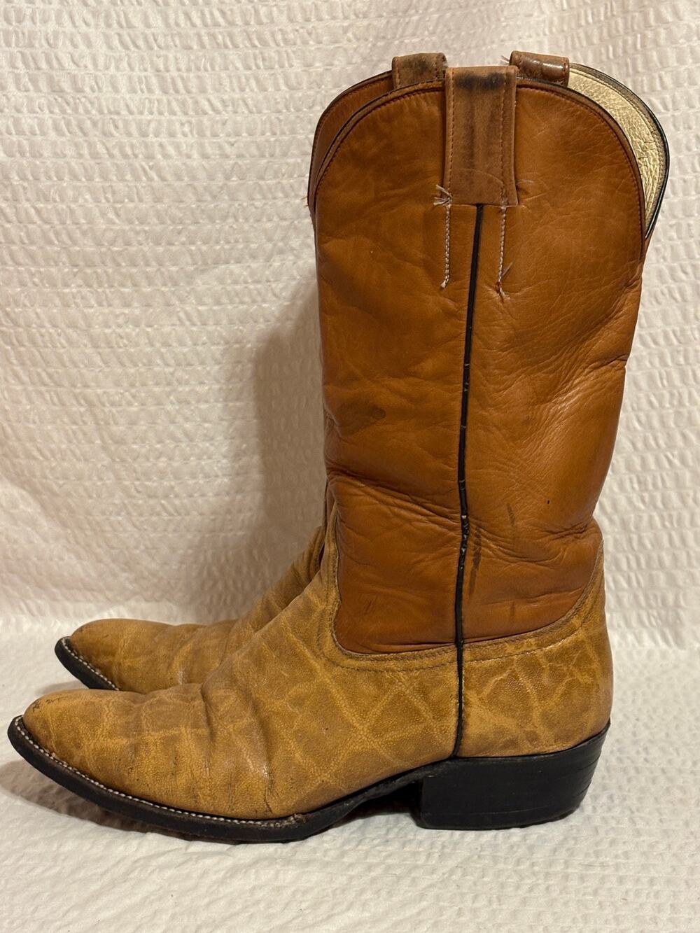 Vintage Mexican Handmade Exotic Leather Western Boots Men’s Size 9 Estimated